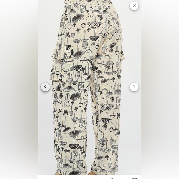 100% White Cream Beige Cotton Mushroom Pant with 4 PocketsPant| S/M - Picture 3 of 5
